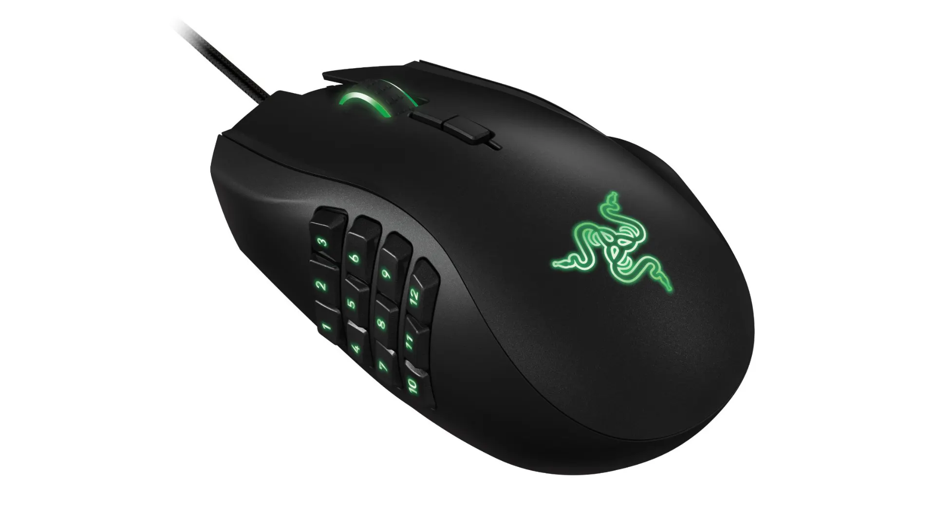 Eine Gaming Maus von aus der Seitenansicht mit zwölf Zusatztasten an der Seite - ideal für komplexe Gaming Maus Einstellungen. | Credit: Wikipedia.
