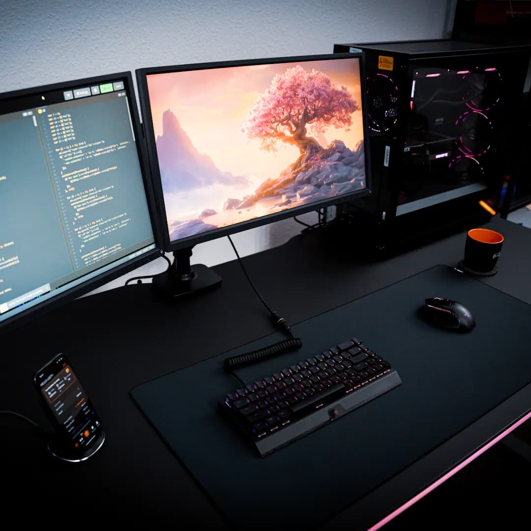 LeetDesk Aura LED Gaming Tisch Setup