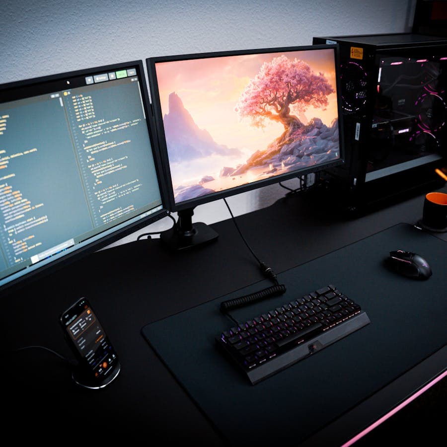 LeetDesk Aura LED Gaming Tisch Setup