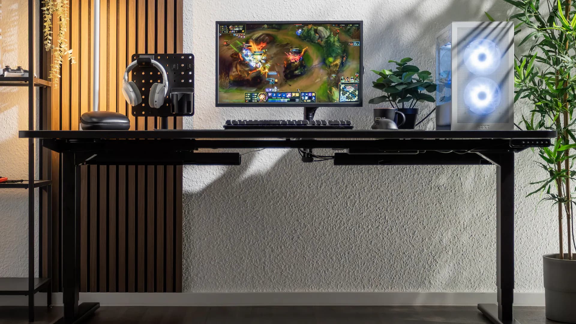 LeetDesk Pro Gaming Tisch Schwarz Höhenverstellbar Schreibtisch Header