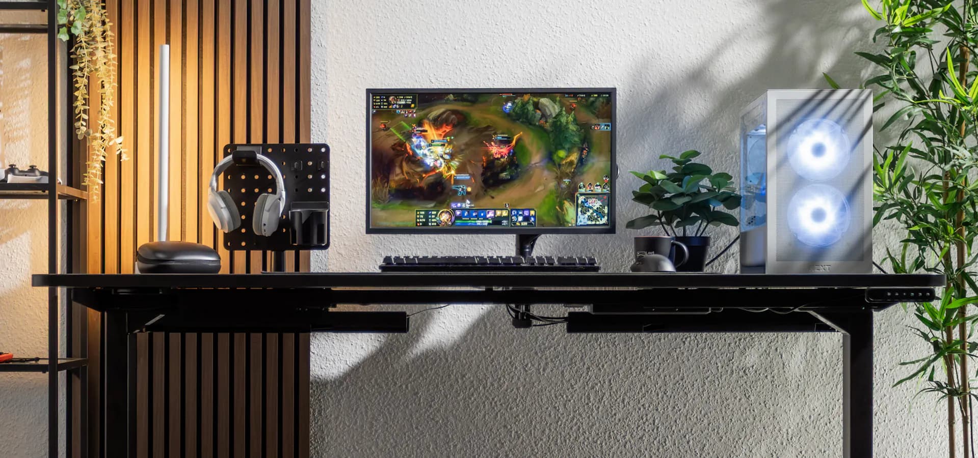 LeetDesk Pro Gaming Tisch Schwarz Höhenverstellbar Schreibtisch Header