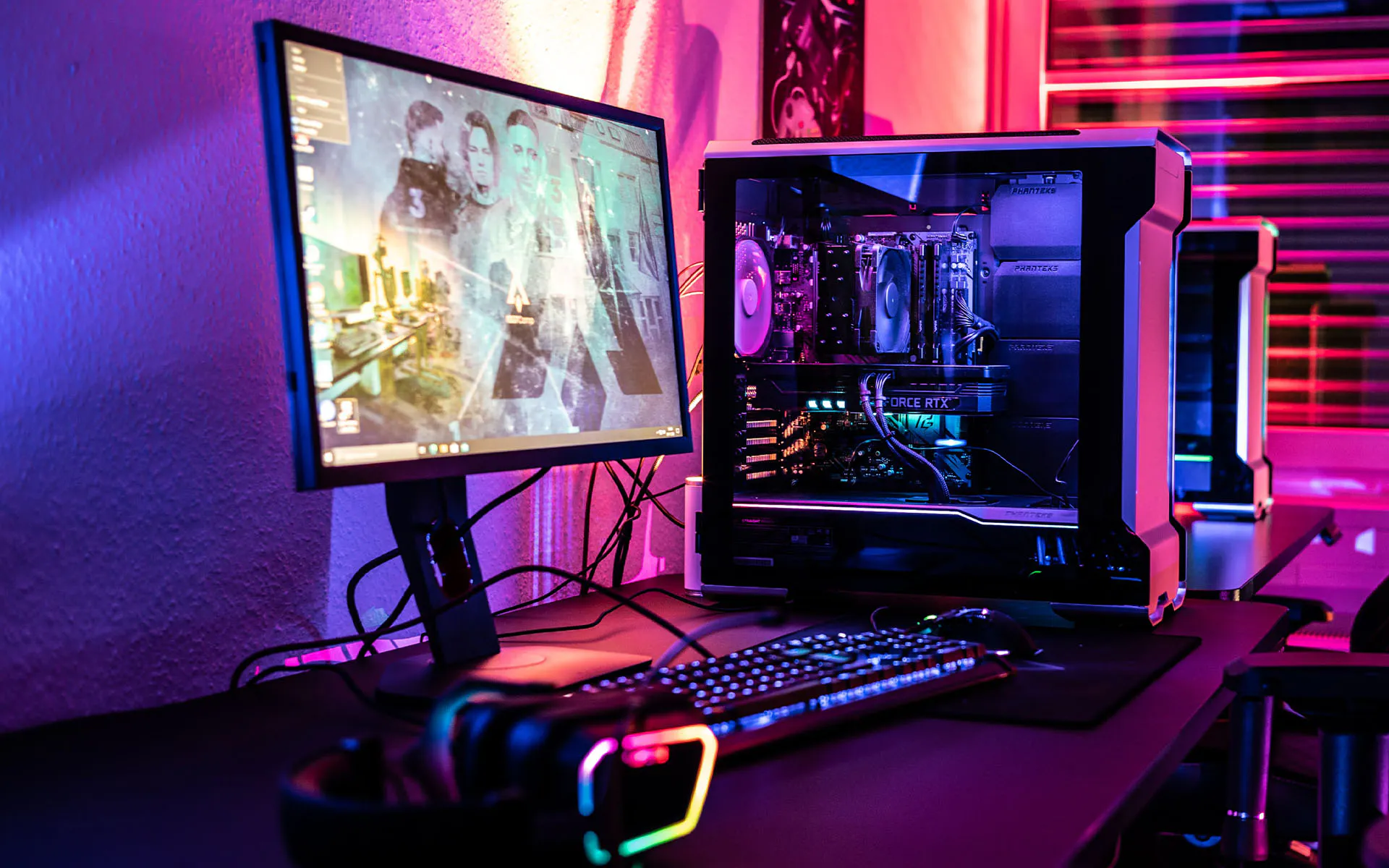 Gaming setup in a gaming room