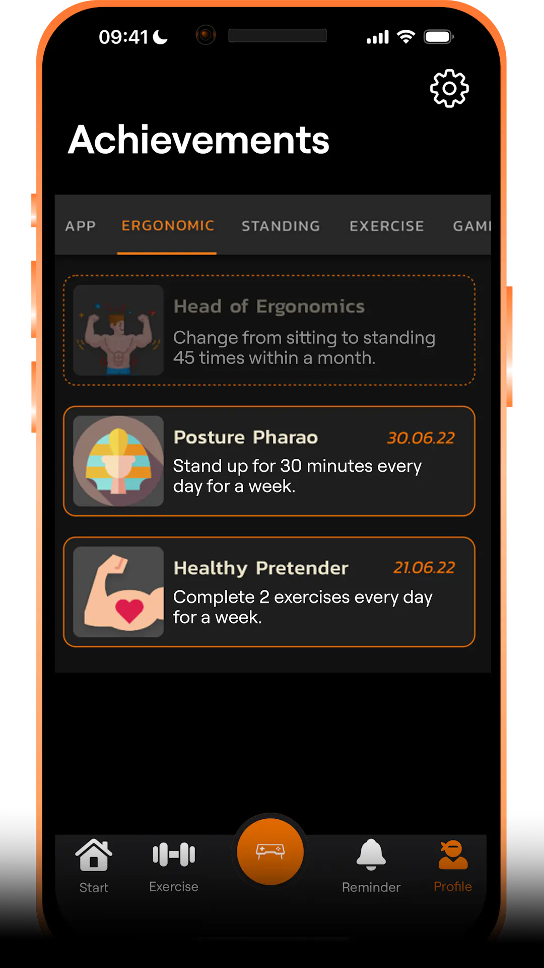 Motivational achievements for healthy gamification in the LeetDesk app