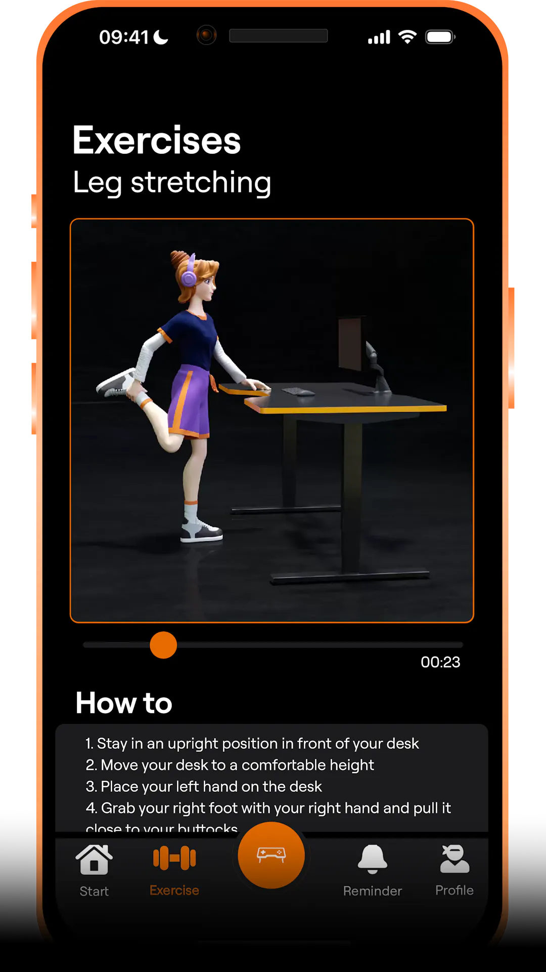 Exercises to relax and loosen up in the LeetDesk App