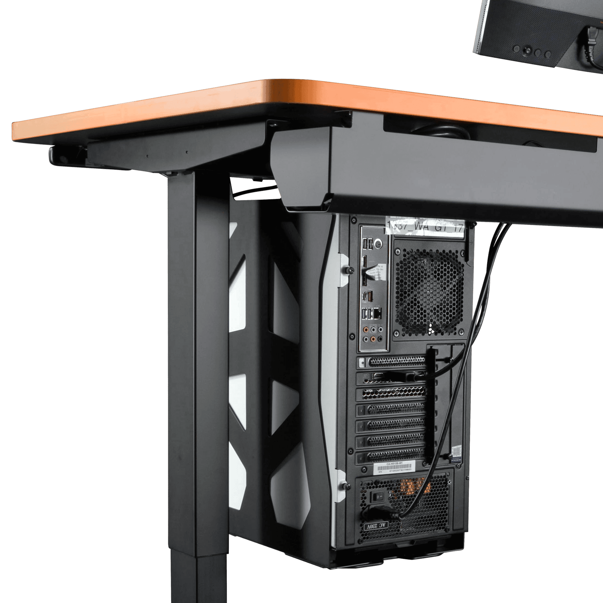 The LeetDesk Cable management tray is easy to assemble
